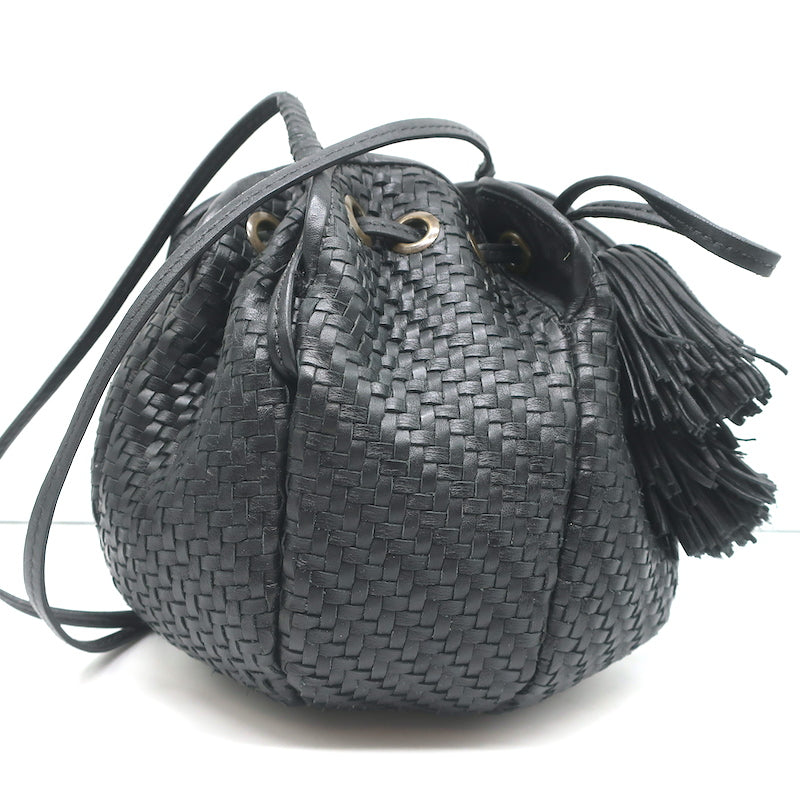 Bottega Veneta - Black Woven Leather Bucket Bag