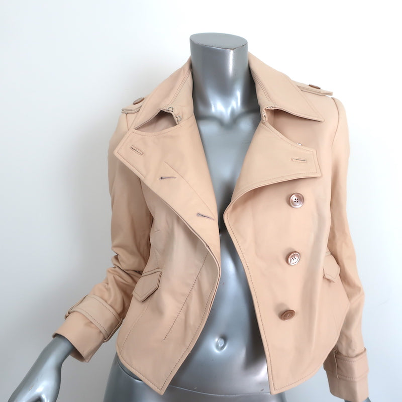 Image of Carlisle Cropped Leather Jacket Shell Pink Size 2