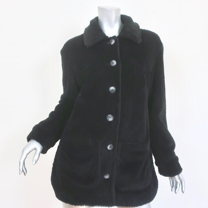 image of Reformation Polar Coat Shacket Black Faux Fur Size Small