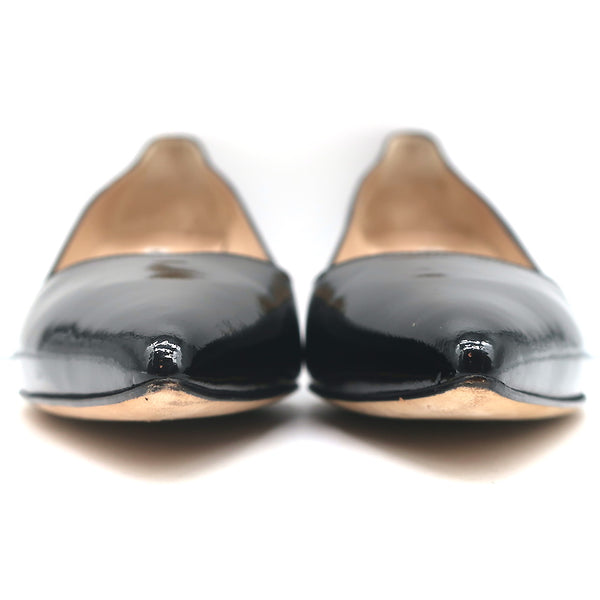 Manolo Blahnik Bb Patent Black Patent Pointed Toe Pumps - Size 36 - Women's Designer Pumps