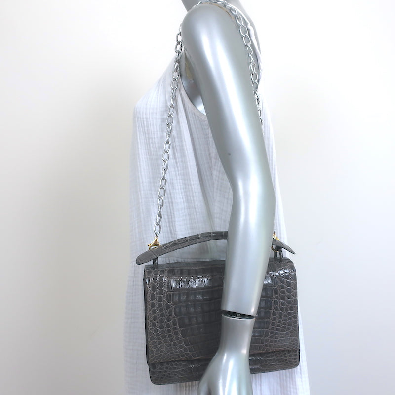 Nancy Gonzalez Snakeskin Shoulder Bag - Grey Shoulder Bags