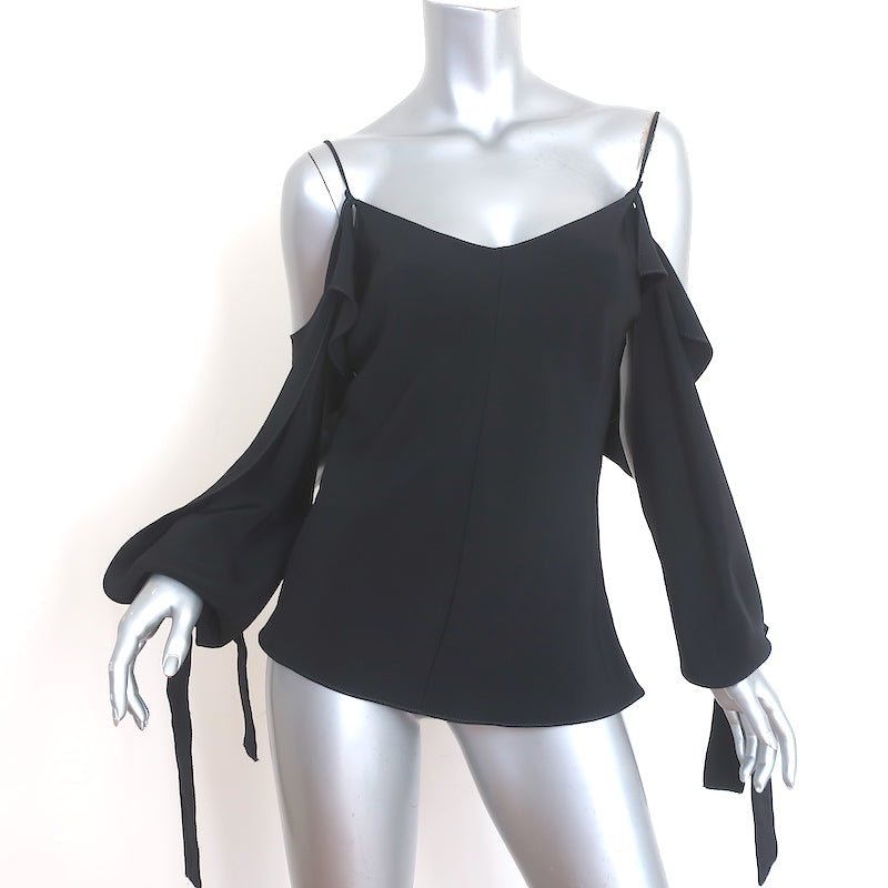 image of Juan Carlos Obando Amalfi Cutout Blouse Black Draped Silk Size 2