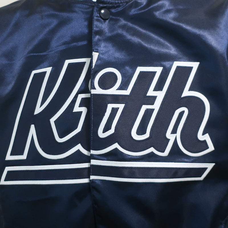 Kith x Mitchell & Ness Satin Warm-Up Jacket Navy Size Medium