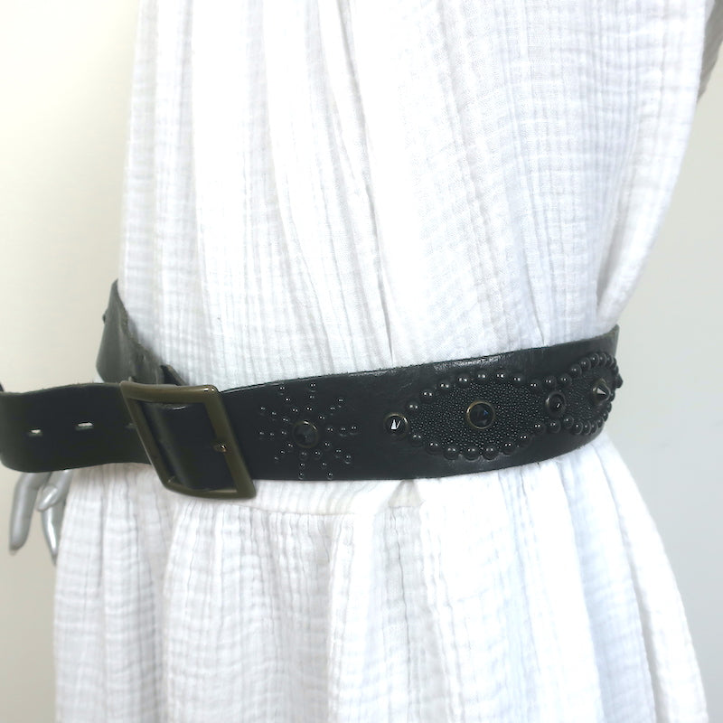 Hollywood Trading Company Manta Studded Belt Black Stingray