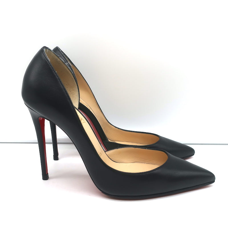 Christian Louboutin Iriza 100 Pumps Black Leather Size 37 Pointed