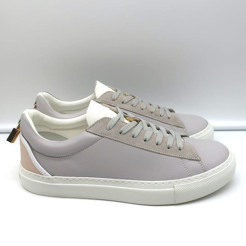 Buscemi Tennis Lock Low Top Sneakers Gray Leather Suede Size