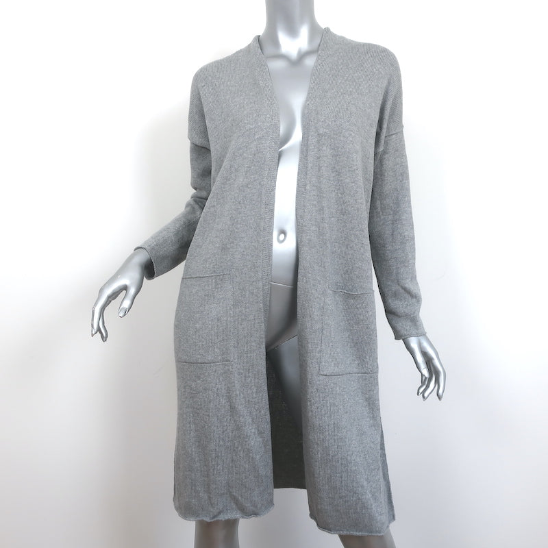 image of Eileen Fisher Long Cardigan Gray Peruvian Cotton-Blend Size Petite Medium