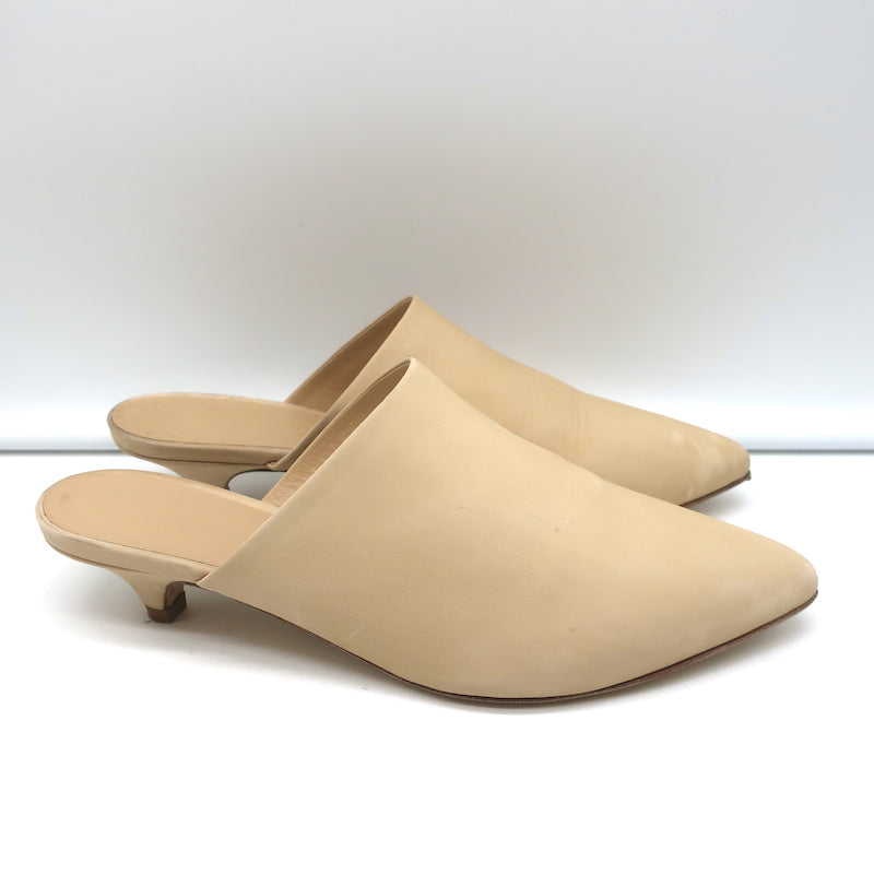 LOUIS VUITTON SANDALS MULES SIZe 36 US 6 beige LEATHER 9.5 Long $1100 heels