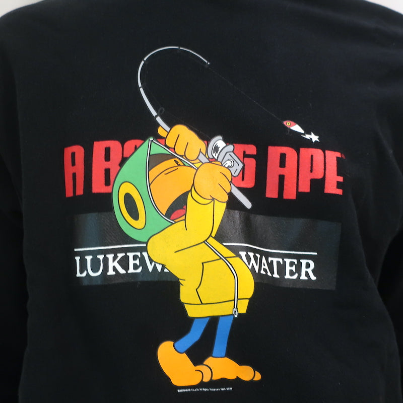 Bape A Bathing Ape in Lukewarm Water Fishing Hoodie Sweatshirt Black Size Medium