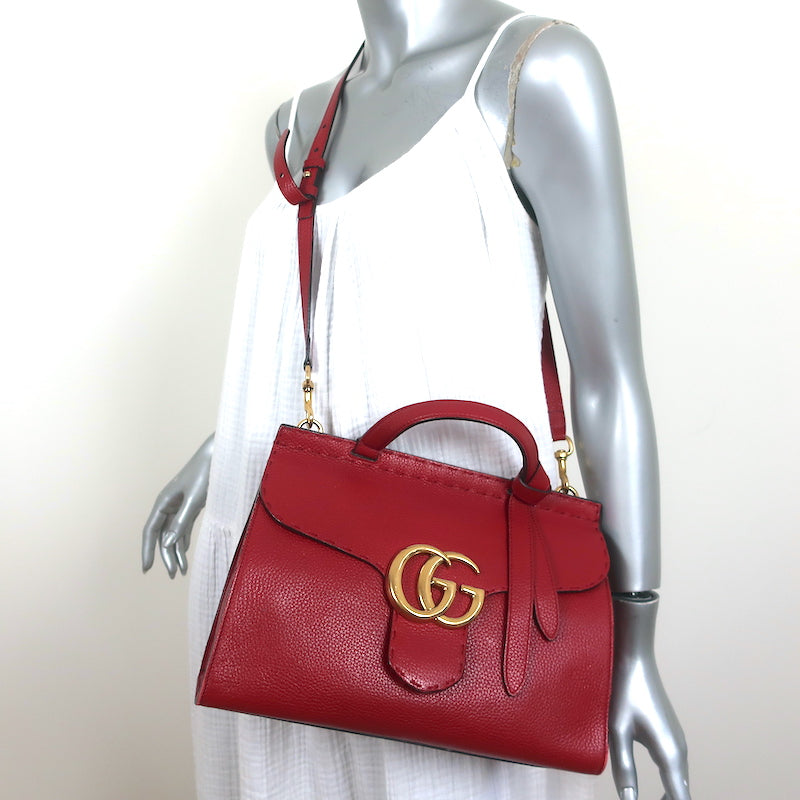Authentic Gucci GG Marmont Small Crossbody Shoulder Bag Quilted GG Canvas  Red