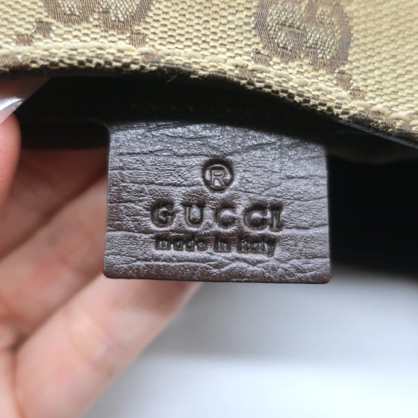 Gucci Hasler Horsebit Hobo GG Monogram Canvas & Brown Leather Shoulder –  Celebrity Owned