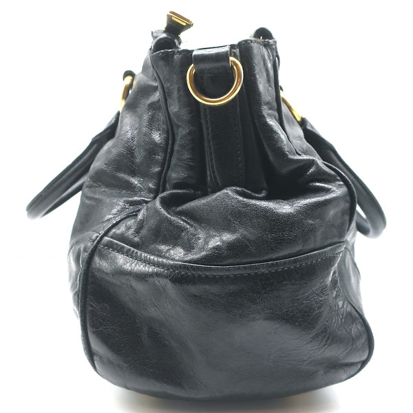 MIU MIU Vitello Shine Double Zip Tote Fumo 717038