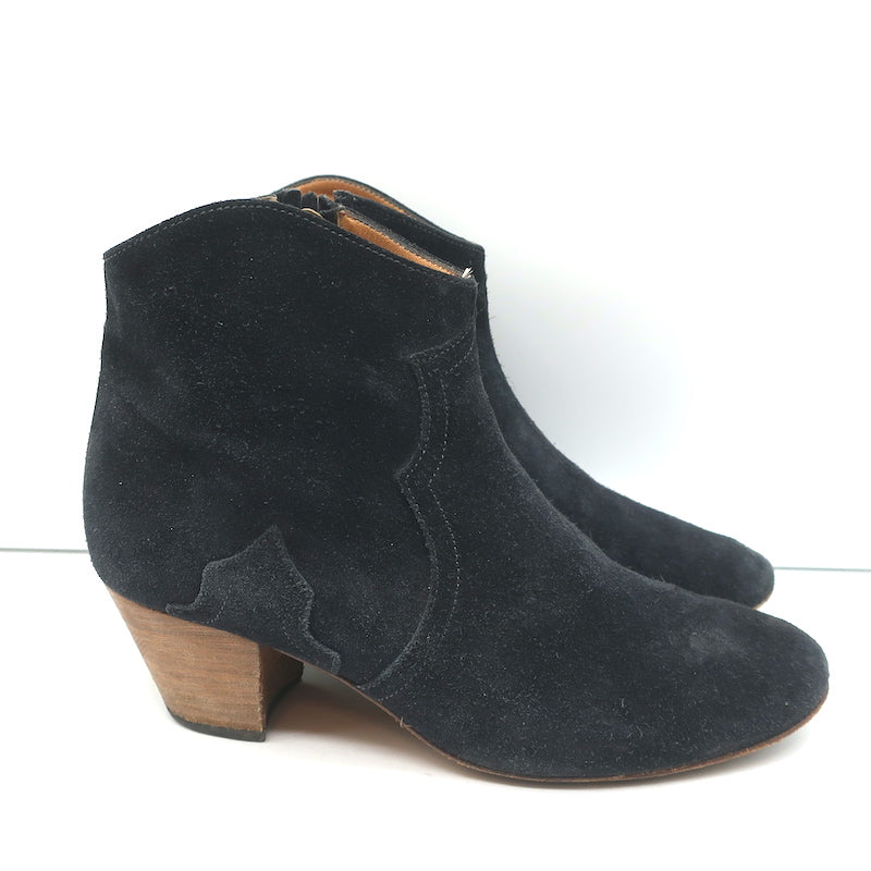 Tarmfunktion læser aflivning Isabel Marant Dicker Ankle Boots Black Suede Size 38 Western Booties –  Celebrity Owned