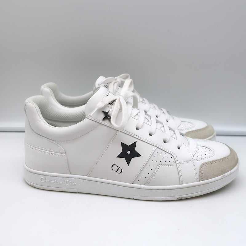 Louis Vuitton White Leather And Suede Low Top Sneakers Size 44.5 - ShopStyle