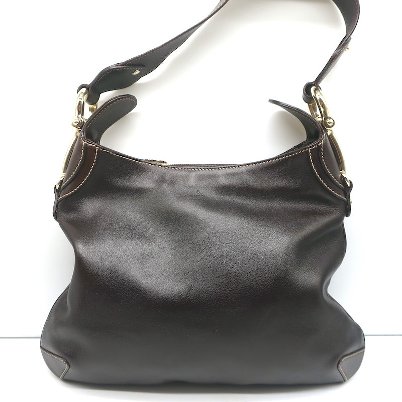 GUCCI Brown Guccissima Leather Horsebit Creole Hobo Bag