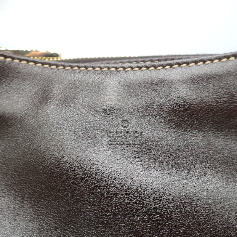 Gucci Dark Brown Leather Guccissima Creole Leather Monogram Hobo Bag