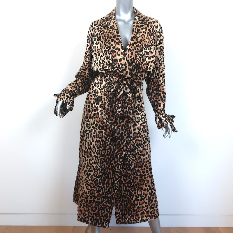 Tom Ford Leopard Print Silk Trench Coat Size 38 – Celebrity Owned