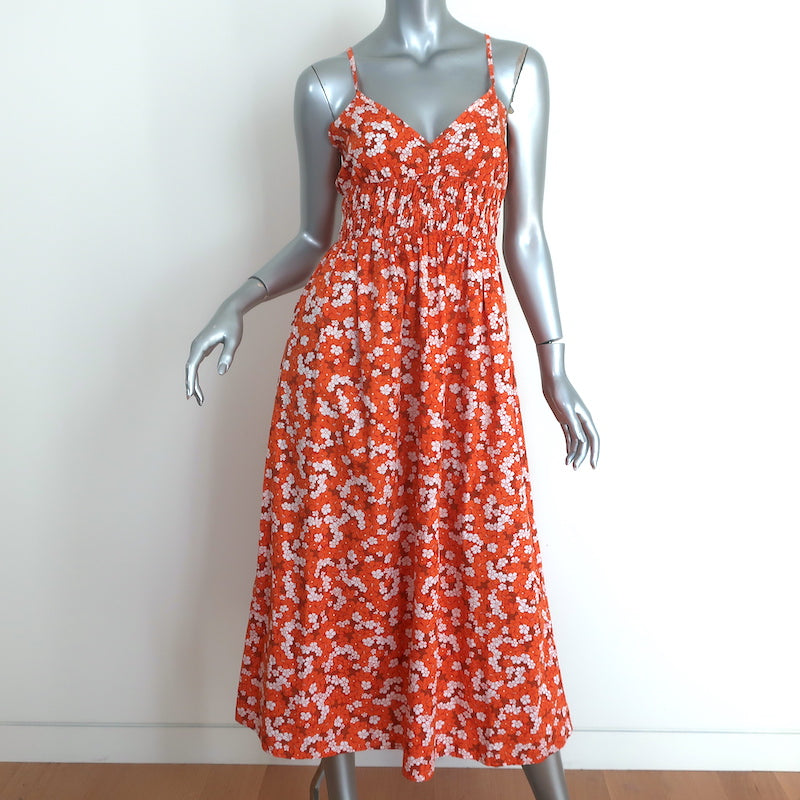 image of Faithfull the Brand Midi Dress Lalika Valencia Floral Print Size Medium NEW