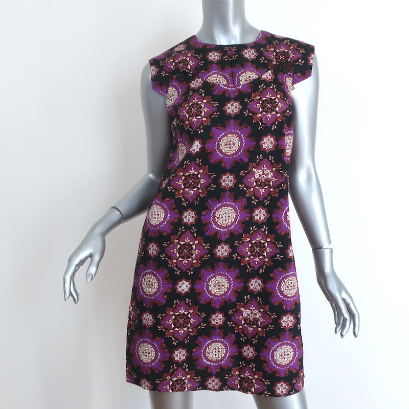 image of Rachel Comey Mini Dress Breva Black/Purple Medallion Print Cotton Size 2 NEW