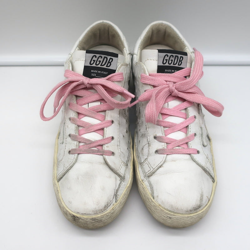 Golden Goose Superstar Sneakers White Ostrich-Embossed Leather