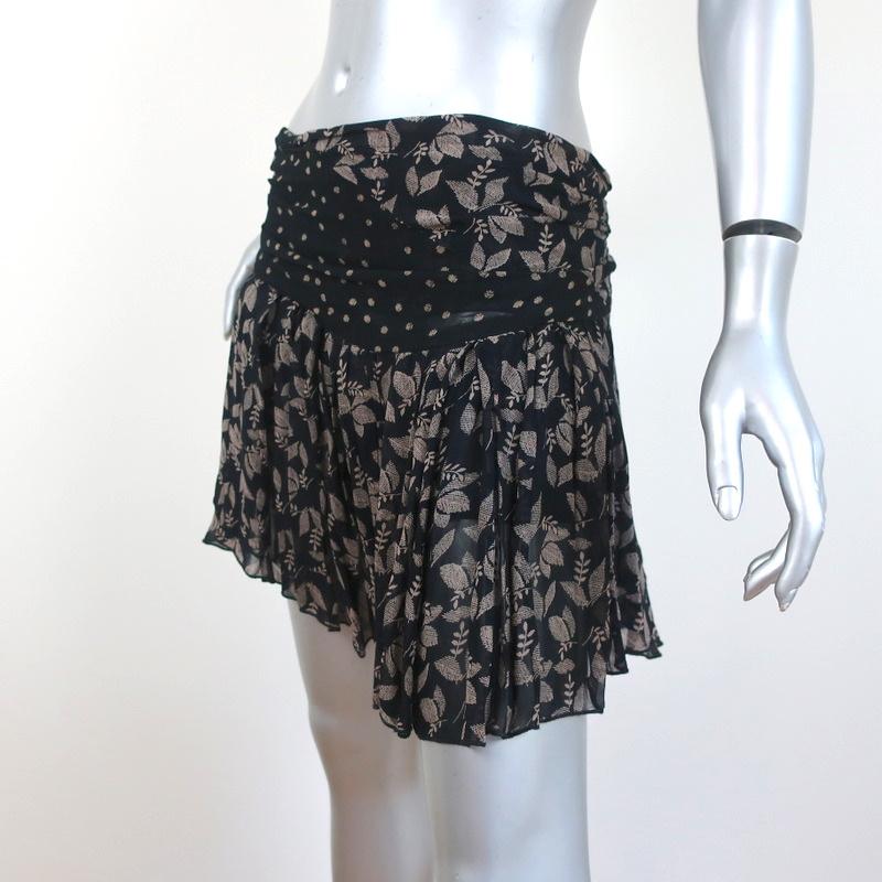 Marant Etoile Skirt Prune Black Printed Georgette Size 40 – Celebrity Owned