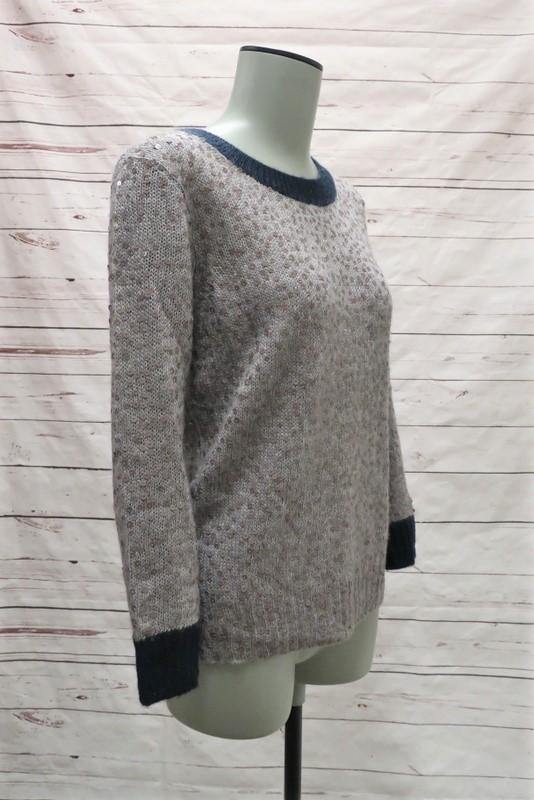 J.Crew Scattered Sequin Sweater Gray/Navy Mohair-Blend Size Small