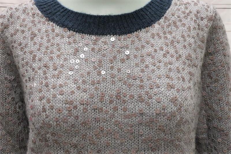 J.Crew Scattered Sequin Sweater Gray/Navy Mohair-Blend Size Small