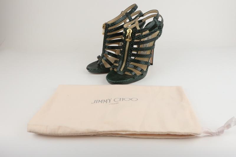 Jimmy Choo Glenys Dark Green Size 39 Zip-Front Gladiator Heel