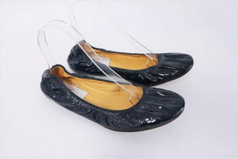 Louis Vuitton Dark Green Patent Leather Ballet Flats Size 38.5