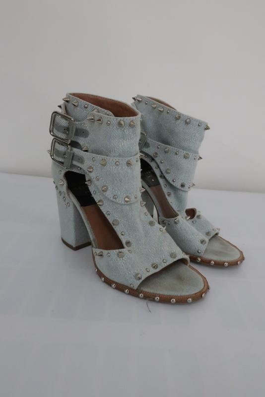 Image of Laurence Dacade Denim Studded/Spiked Booty Heel Sz 36