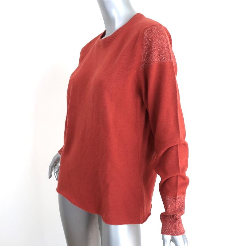Lucien Pellat-Finet Cashmere Sweater Terracotta Metallic-Trim Size