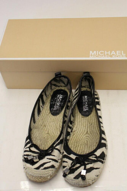 MICHAEL Michael Kors Espadrille Ballet Flats Meg Zebra Print Canvas Size 7  – Celebrity Owned