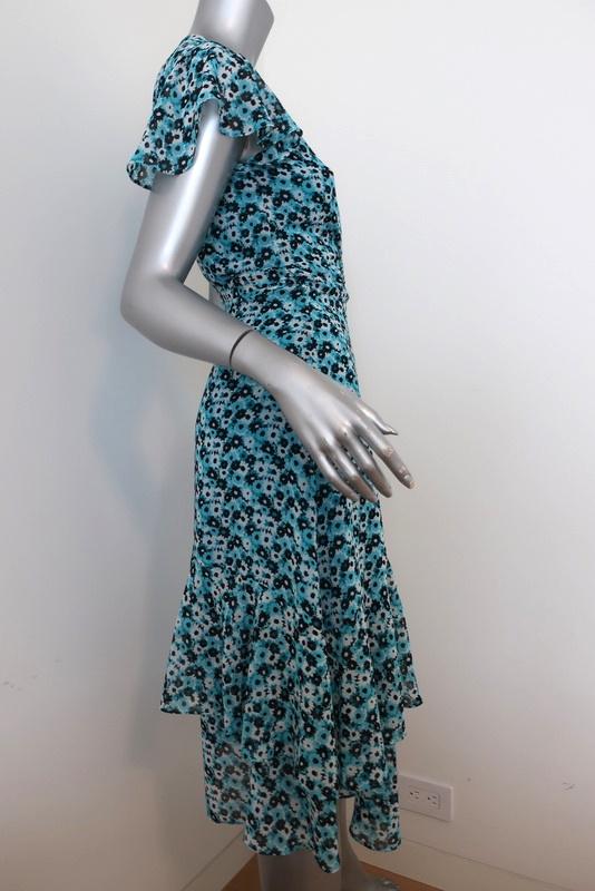 MICHAEL Michael Kors Wrap Dress Blue Floral Print Georgette Size Extra –  Celebrity Owned
