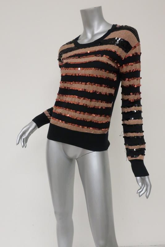 Marc by Marc Jacobs Sweater Kay Black/Brown Sequin-Stripe Pullover