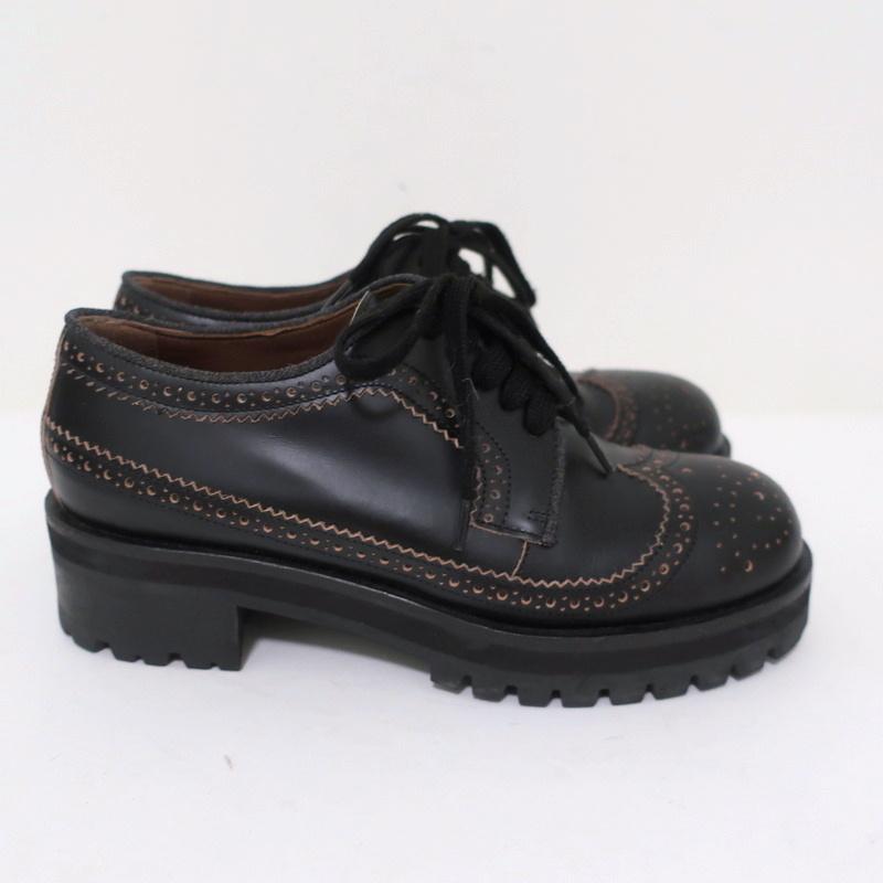 Louis Vuitton Black Brogue Leather Fighter Platform Oxfords Size