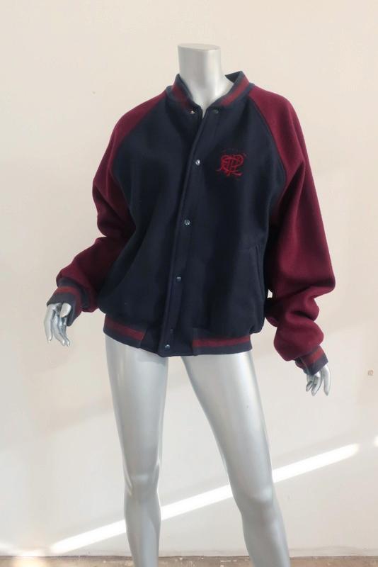 Men's Polo Ralph Lauren Vintage Varsity Jacket Navy/Burgundy Wool Size –  Celebrity Owned