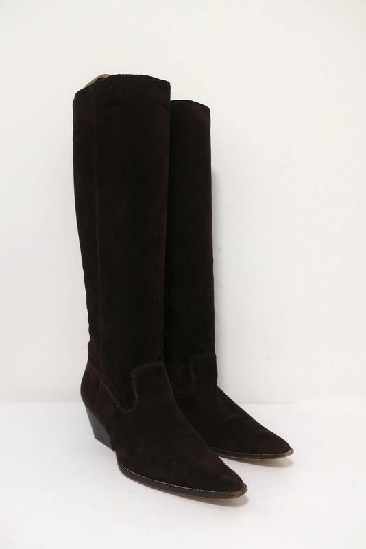 Michael Kors Knee High Western Boots Dark Brown Suede Size  – Celebrity  Owned