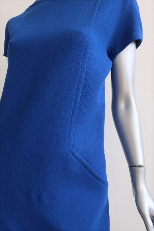 Michael Kors Shift Dress Royal Blue Stretch Wool Crepe Size 6 Short Sl –  Celebrity Owned