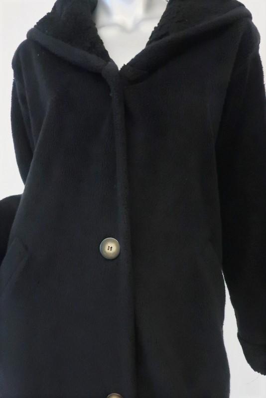 NILS Sportswear Black Faux Fur Sherpa Lined Button Front Pea Coat Women’s  Size M