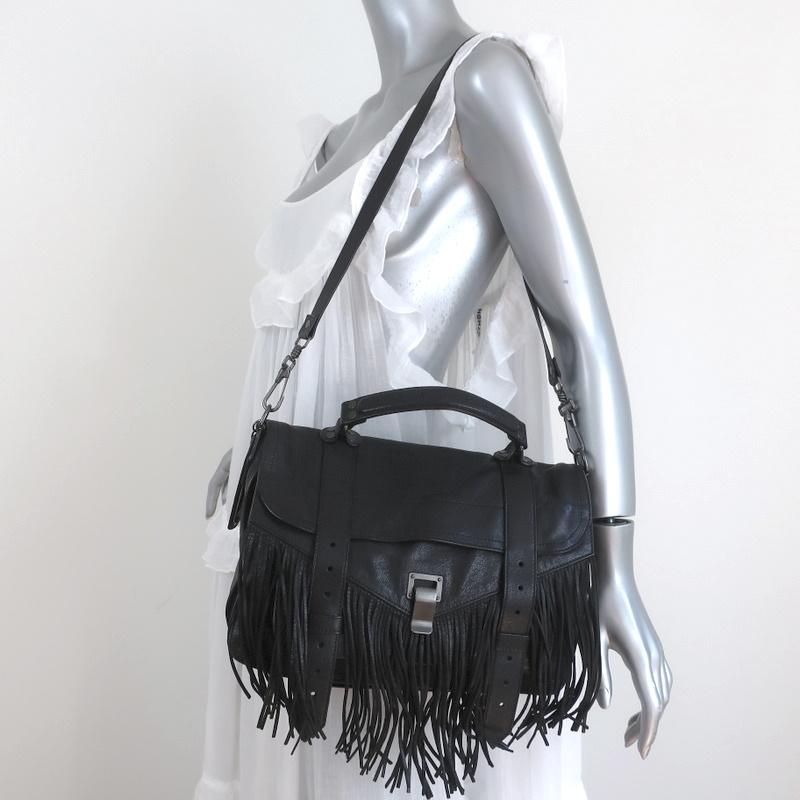 Proenza Schouler Black Leather Large PS1 Top Handle Bag Proenza