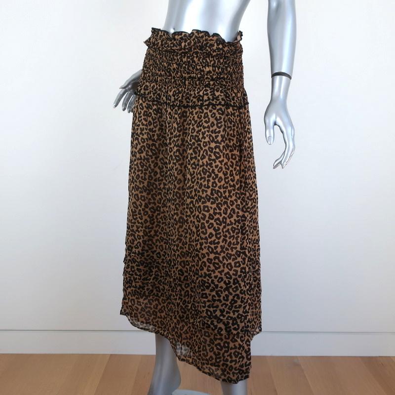 SEA Midi Skirt Lottie Leopard Print Smocked Chiffon Size 6