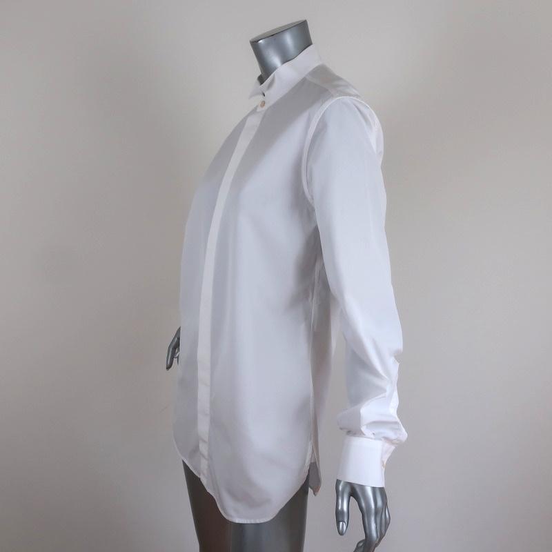 Saint Laurent Concealed Placket Shirt White Cotton Size 38 Long
