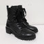Schutz Combat Boots Zumira Black Grained Leather Size 8