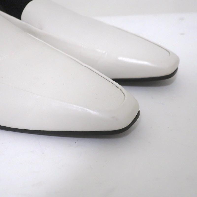 The Row Minimal Loafers White Leather Size 38 Pointed Toe Flats