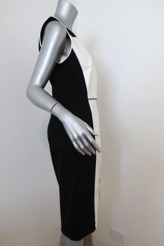 Louis Vuitton Black Wool Blend Colorblock Long Sleeve Dress Size S