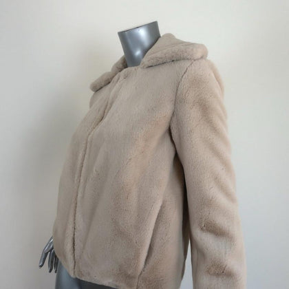 Theory Luxe Faux Rabbit Fur Jacket Sand Beige Size Petite