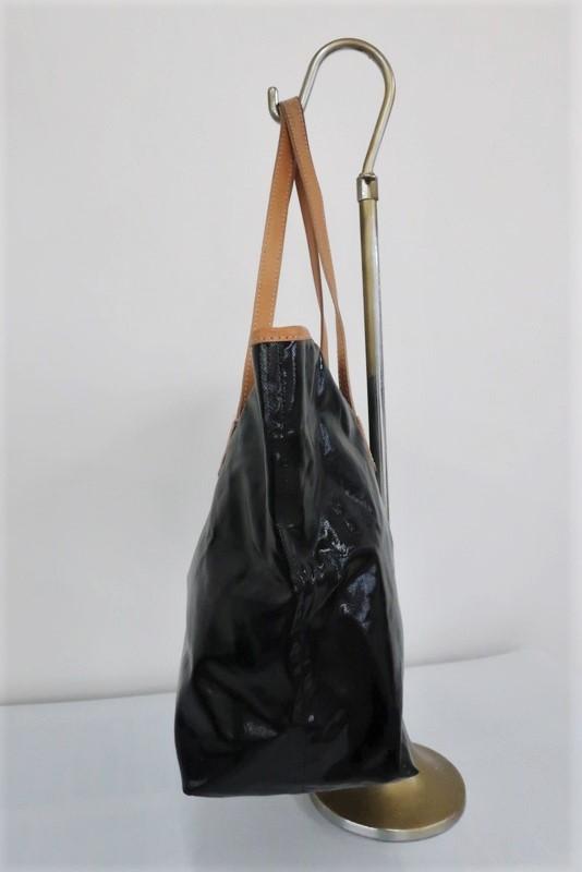 Tod's Toujours Media Tote Black Coated Canvas & Tan Leather Large Shoulder Bag