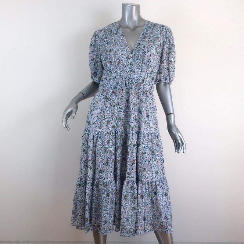 Tory Burch Midi Dress Light Blue Floral Print Lace Size 10 Short Sleev –  Celebrity Owned
