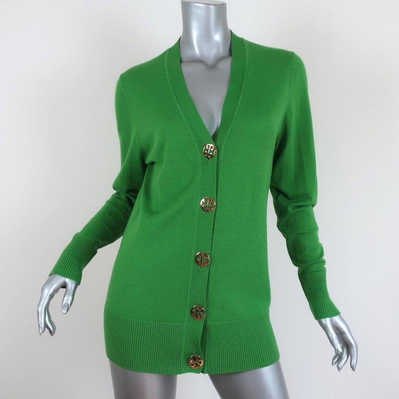 Tory Burch Simone Cardigan Green Wool Size Large V-Neck Sweater – Celebrity  Owned