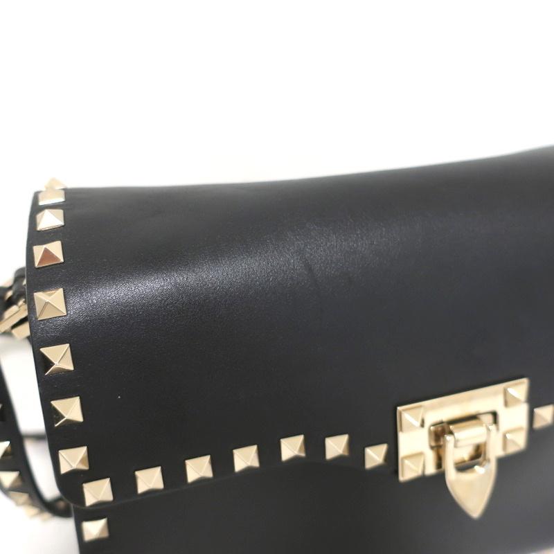 Valentino Rockstud Shoulder Bag in Black Grained Leather